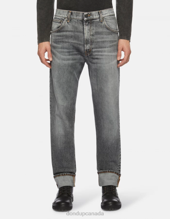 DONDUP Men Paco Loose-Fit 34-Inch Jeans in Stretch Denim XF8V599 Apparel Black