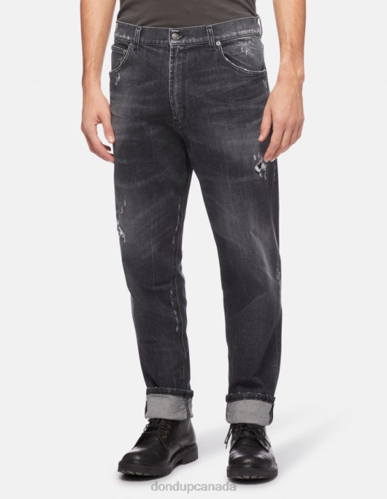 DONDUP Men Paco Loose-Fit Jeans in Stretch Denim XF8V596 Apparel Black