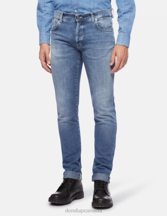 DONDUP Men Hans Regular-Fit Jeans in Stretch Denim XF8V595 Apparel Blue