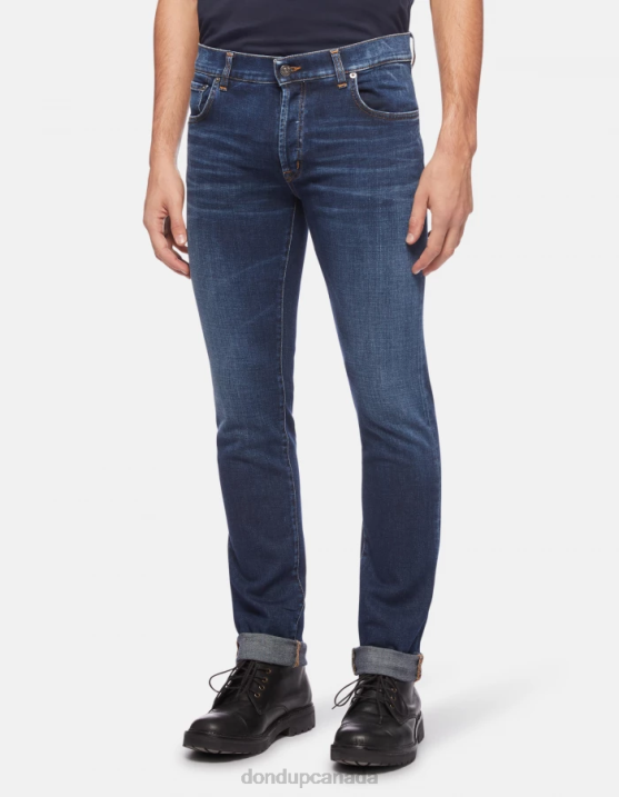 DONDUP Men Hans Regular-Fit Jeans in Stretch Denim XF8V600 Apparel Blue