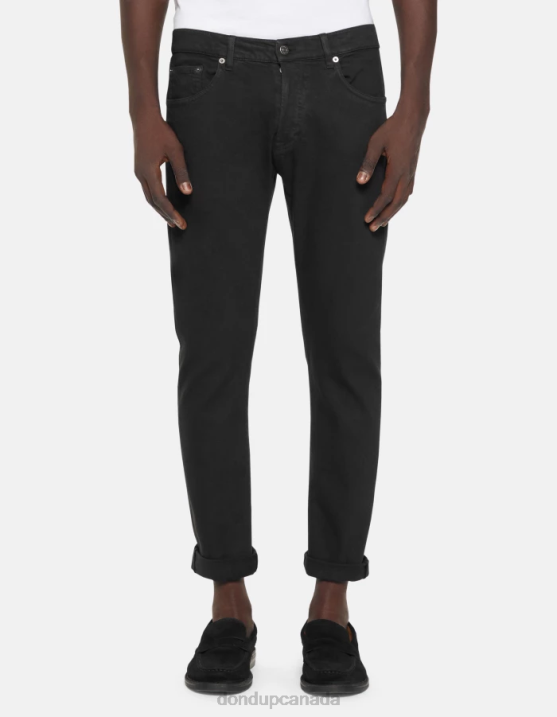DONDUP Men Icon Regular-Fit Jeans in Stretch Bull Denim XF8V581 Apparel Black