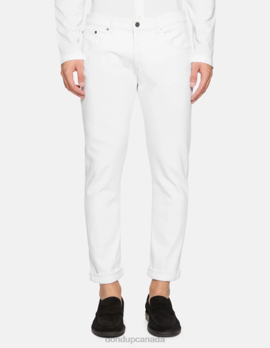DONDUP Men Icon Regular-Fit Jeans in Stretch Bull Denim XF8V582 Apparel White