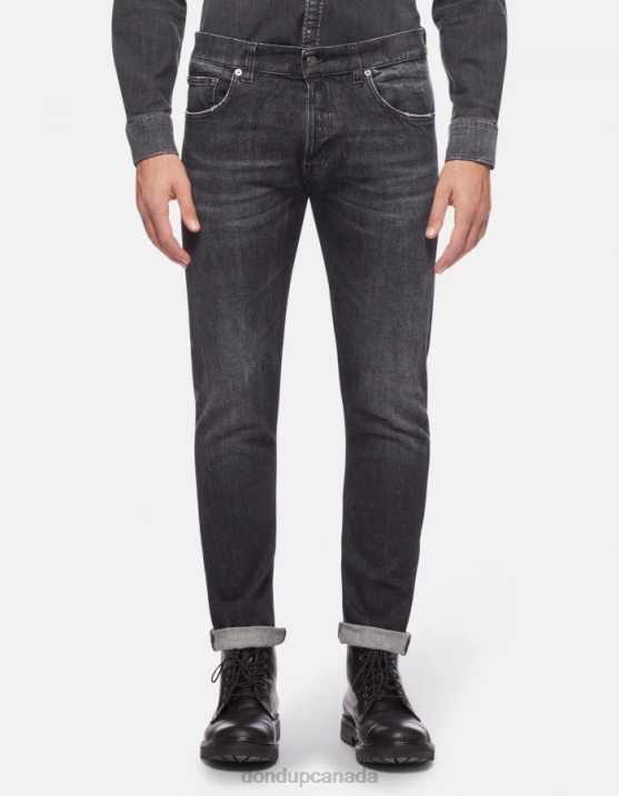 DONDUP Men Icon Regular-Fit Stretch Denim Jeans XF8V641 Apparel Black