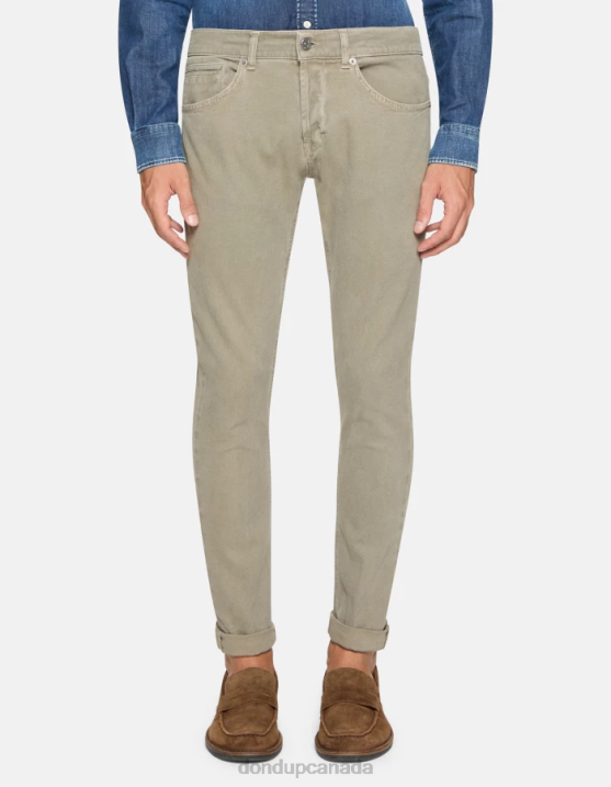 DONDUP Men George Cotton Skinny Trousers XF8V649 Apparel Corteccia