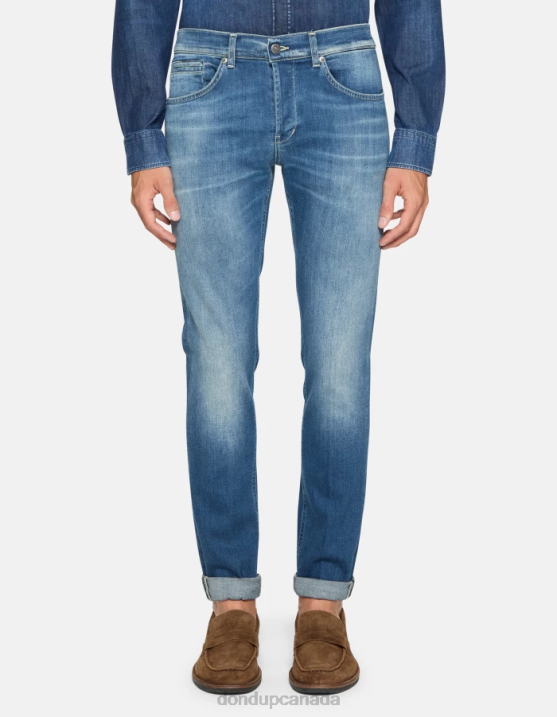 DONDUP Men George Skinny Jeans in Stretch Denim XF8V563 Apparel Blue