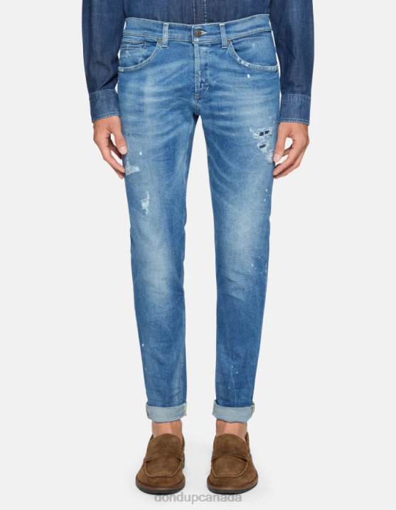 DONDUP Men George Skinny Jeans in Stretch Denim XF8V586 Apparel Blue