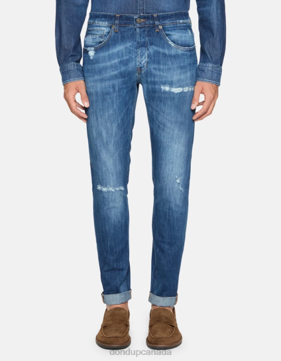DONDUP Men George Skinny Jeans in Stretch Denim XF8V592 Apparel Blue