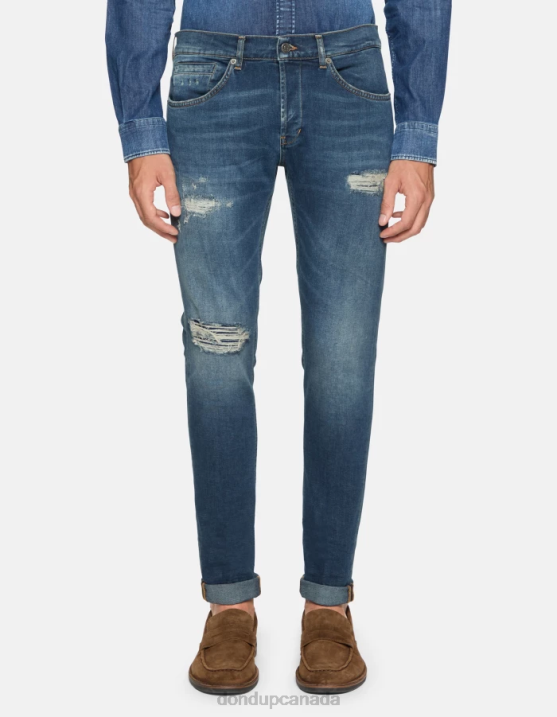 DONDUP Men George Skinny Jeans in Stretch Denim XF8V594 Apparel Blue
