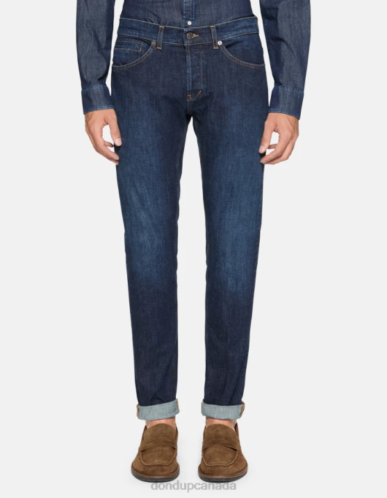 DONDUP Men George Skinny Jeans in Stretch Denim XF8V609 Apparel Blue