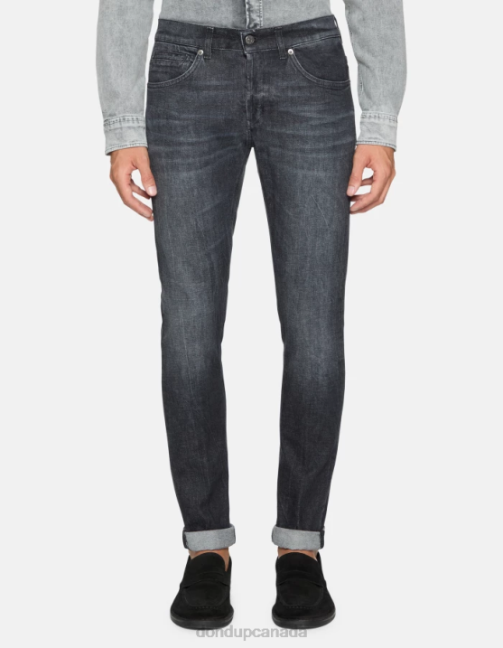 DONDUP Men George Skinny Jeans in Stretch Denim XF8V625 Apparel Black