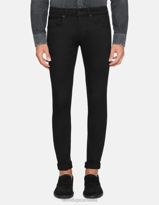DONDUP Men George Skinny Jeans in Stretch Denim XF8V635 Apparel Black