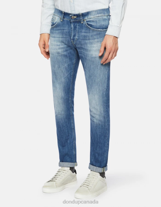 DONDUP Men George Skinny Jeans in Stretch Denim XF8V659 Apparel Blue