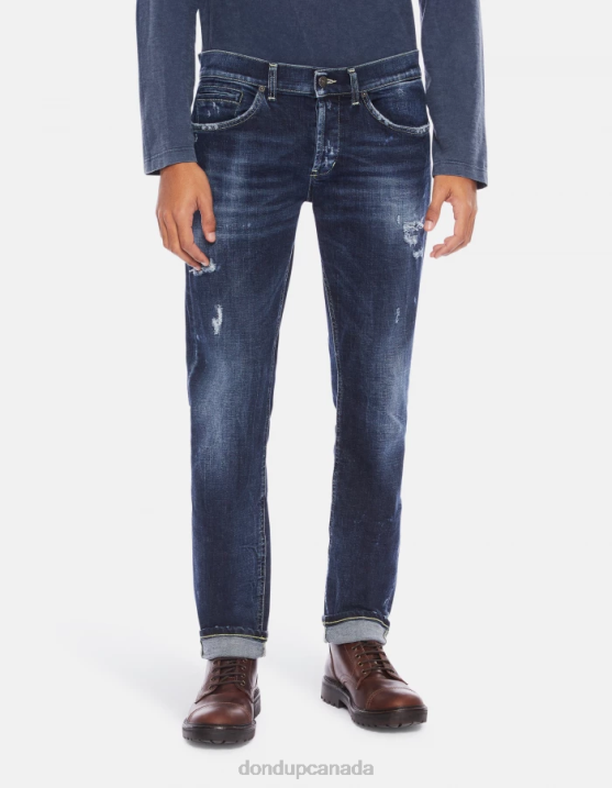 DONDUP Men George Skinny Jeans in Stretch Denim XF8V661 Apparel Blue