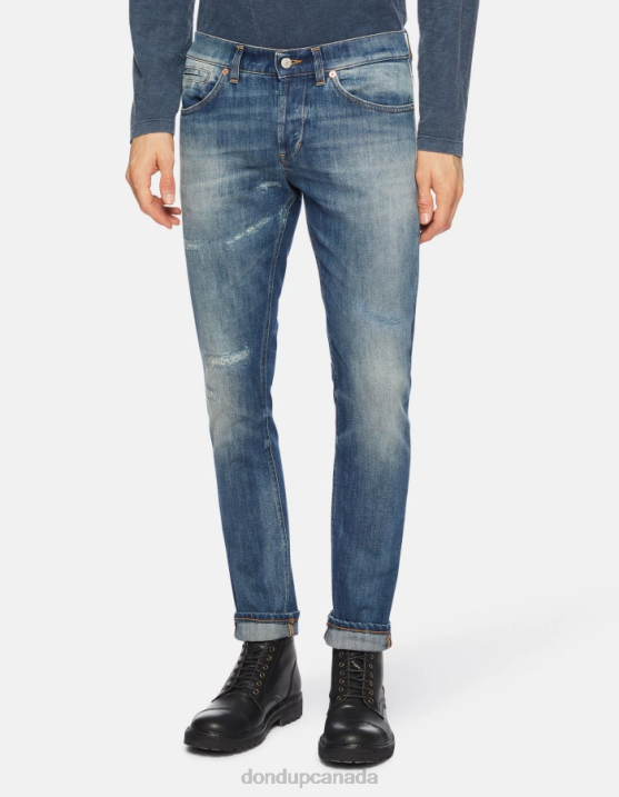 DONDUP Men George Skinny Jeans in Stretch Denim XF8V667 Apparel Blue