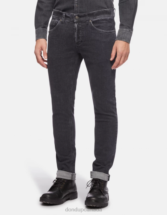 DONDUP Men George Skinny Jeans in Stretch Denim XF8V672 Apparel Black