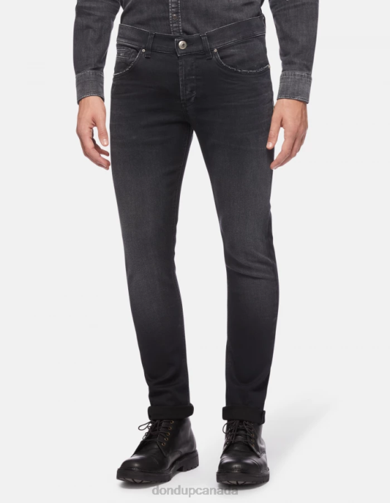 DONDUP Men George Skinny Jeans in Stretch Denim XF8V673 Apparel Black