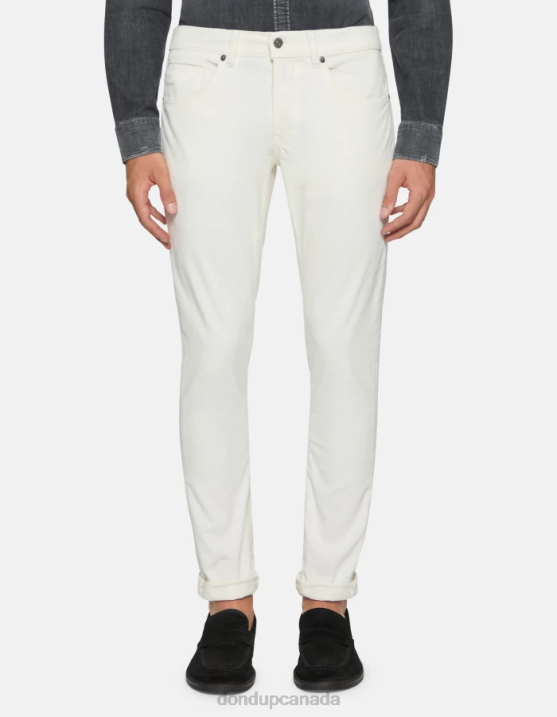 DONDUP Men George Velvet Skinny Trousers XF8V642 Apparel Alabastro
