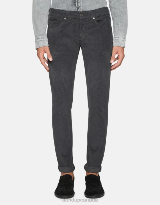 DONDUP Men George Velvet Skinny Trousers XF8V644 Apparel Fumo