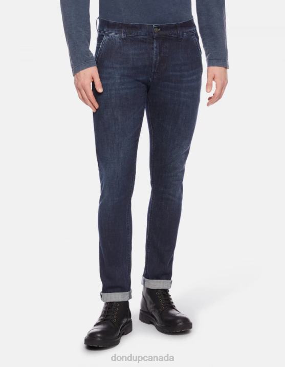 DONDUP Men Konor Skinny Jeans in Stretch Denim XF8V666 Apparel Blue