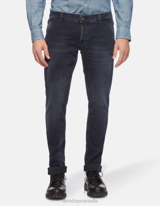 DONDUP Men Konor Skinny Jeans in Stretch Denim XF8V671 Apparel Blu Tuareg