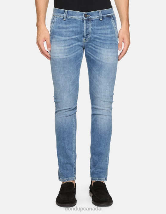 DONDUP Men Konor Skinny Jeans in Stretch Denim XF8V675 Apparel Blue