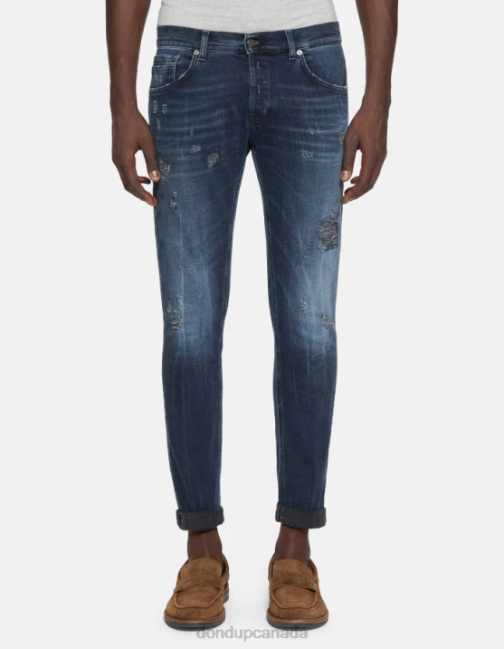 DONDUP Men Ritchie Skinny Jeans in Stretch Denim XF8V676 Apparel Blu Tuareg