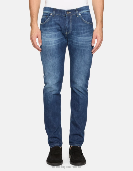 DONDUP Men Mius Slim-Fit 32-Inch Jeans in Stretch Denim XF8V561 Apparel Blue