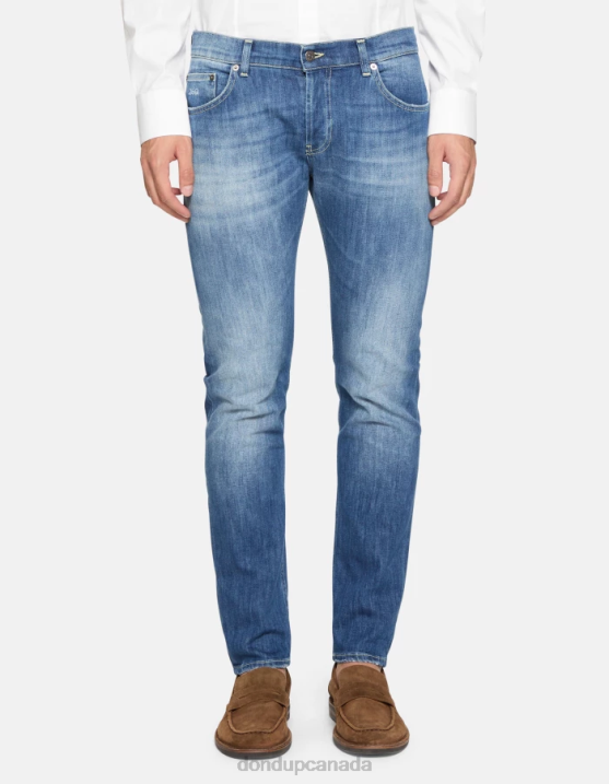 DONDUP Men Mius Slim-Fit 32-Inch Jeans in Stretch Denim XF8V593 Apparel Blue