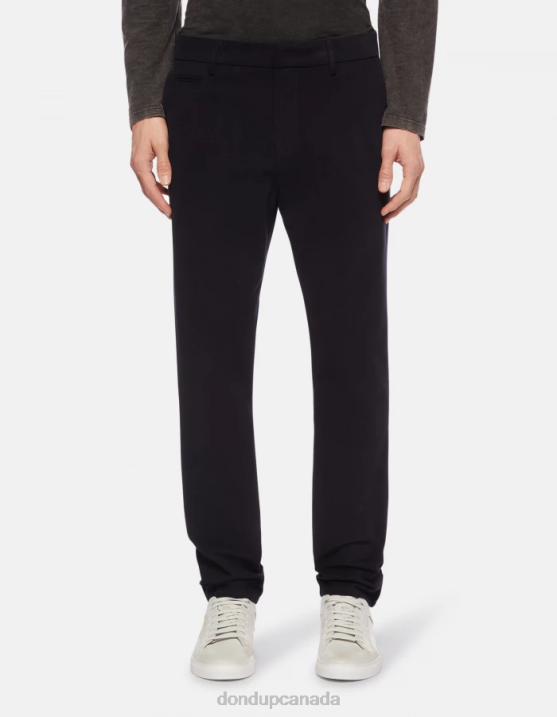 DONDUP Men Joe Carrot-Fit Cotton Trousers XF8V699 Apparel Navy Blue