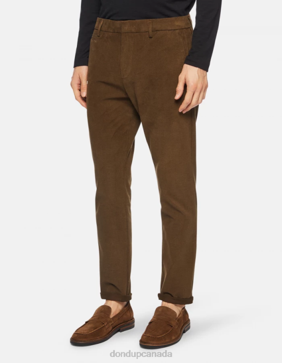 DONDUP Men Joe Carrot-Fit Cotton Trousers XF8V700 Apparel Verde Militare