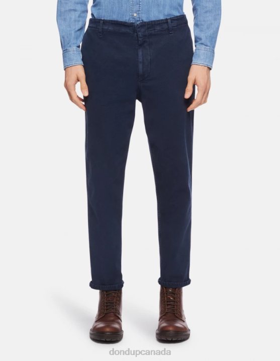DONDUP Men Zyan Carrot-Fit Cotton Trousers XF8V752 Apparel Navy Blue