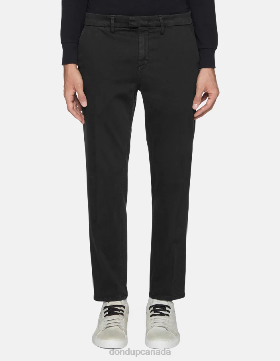 DONDUP Men Pablo Regular-Fit Satin Trousers XF8V741 Apparel Black