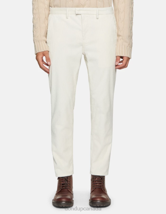 DONDUP Men Pablo Regular-Fit Velvet Trousers XF8V726 Apparel Alabastro