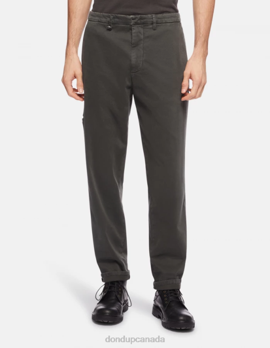 DONDUP Men Rick Regular-Fit Cotton Trousers XF8V738 Apparel Fumo