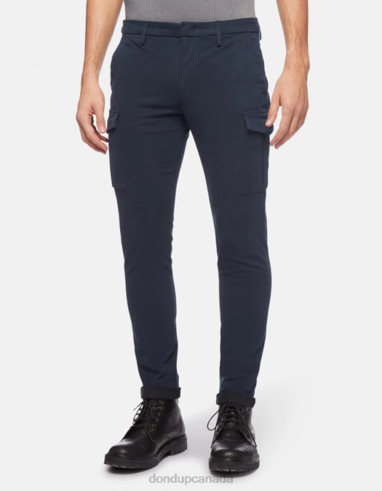 DONDUP Men Eddy Slim-Fit Cotton Trousers XF8V789 Apparel Navy Blue