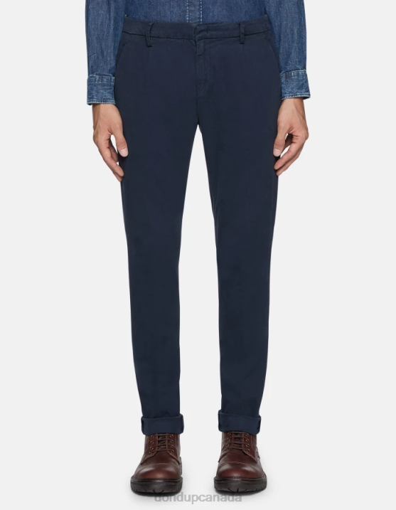 DONDUP Men Gaubert Slim-Fit Cotton Trousers With Darts XF8V725 Apparel Navy Blue