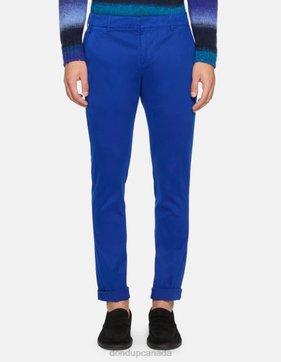 DONDUP Men Gaubert Slim-Fit Cotton Trousers XF8V689 Apparel Royal Blue