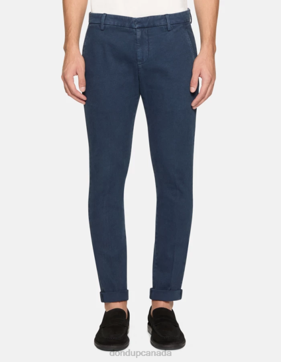 DONDUP Men Gaubert Slim-Fit Cotton Trousers XF8V711 Apparel Navy Blue