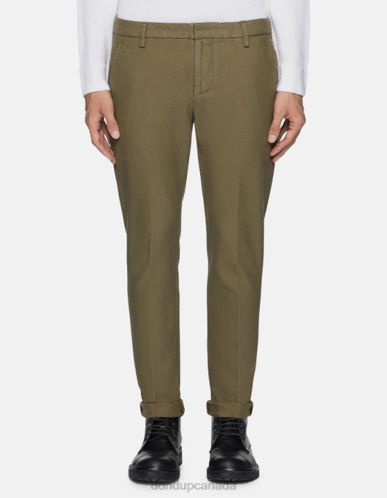 DONDUP Men Gaubert Slim-Fit Cotton Trousers XF8V780 Apparel Sage Green