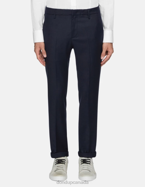 DONDUP Men Gaubert Slim-Fit Flannel Trousers XF8V786 Apparel Navy Blue