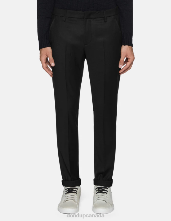 DONDUP Men Gaubert Slim-Fit Flannel Trousers XF8V787 Apparel Black