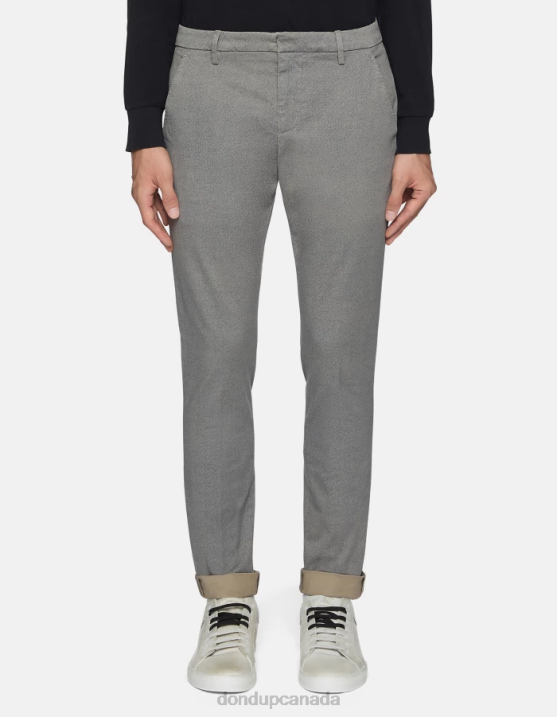 DONDUP Men Gaubert Slim-Fit Trousers in Printed Cotton XF8V782 Apparel Corteccia