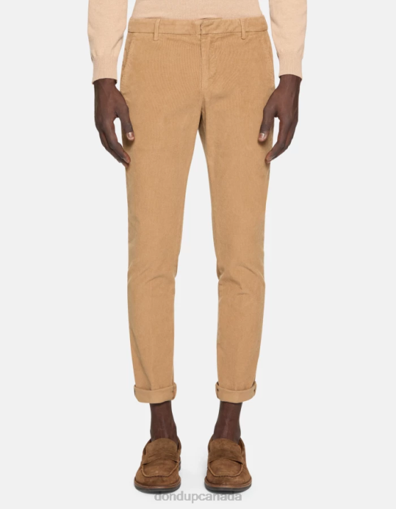 DONDUP Men Gaubert Slim-Fit Velvet Trousers XF8V763 Apparel Sand
