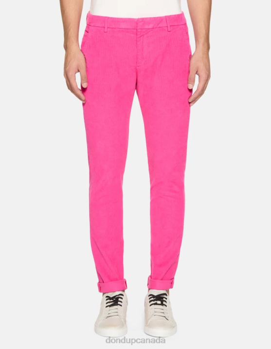 DONDUP Men Gaubert Slim-Fit Velvet Trousers XF8V764 Apparel Orchid