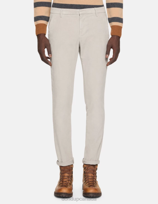 DONDUP Men Gaubert Slim-Fit Velvet Trousers XF8V768 Apparel Light Grey