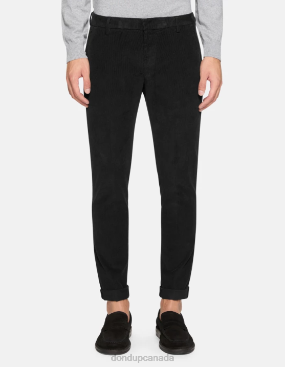 DONDUP Men Gaubert Slim-Fit Velvet Trousers XF8V770 Apparel Black