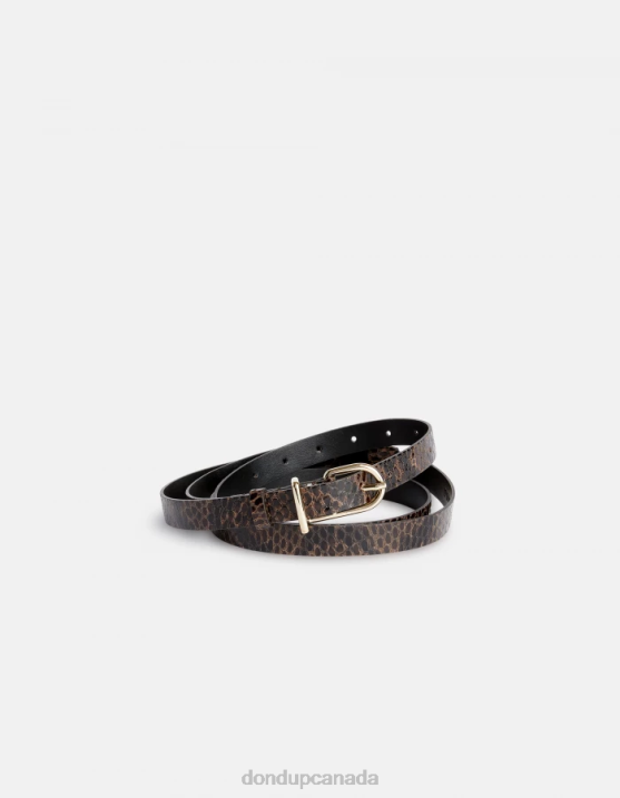 DONDUP Women Python-Print Effect Leather Belt XF8V473 Accessories Cioccolato