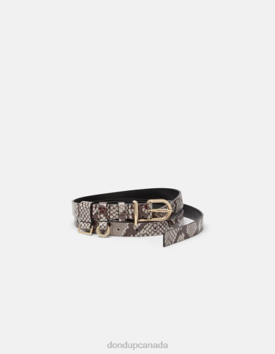 DONDUP Women Python-Print Effect Leather Belt XF8V474 Accessories Natural