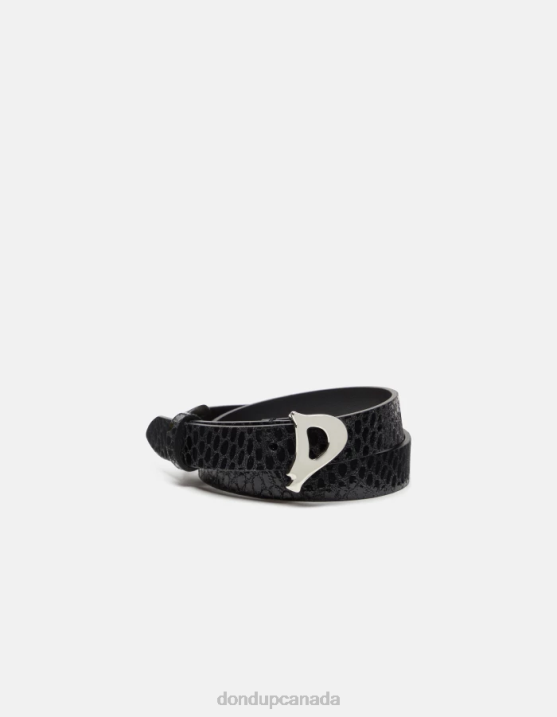 DONDUP Women Python-Print Effect Leather Belt XF8V483 Accessories Black