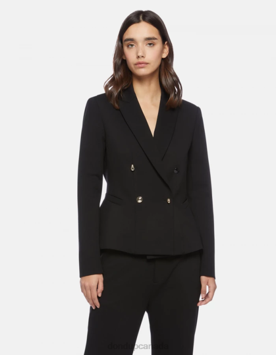 DONDUP Women Double-Breasted Jersey Blazer XF8V390 Apparel Black